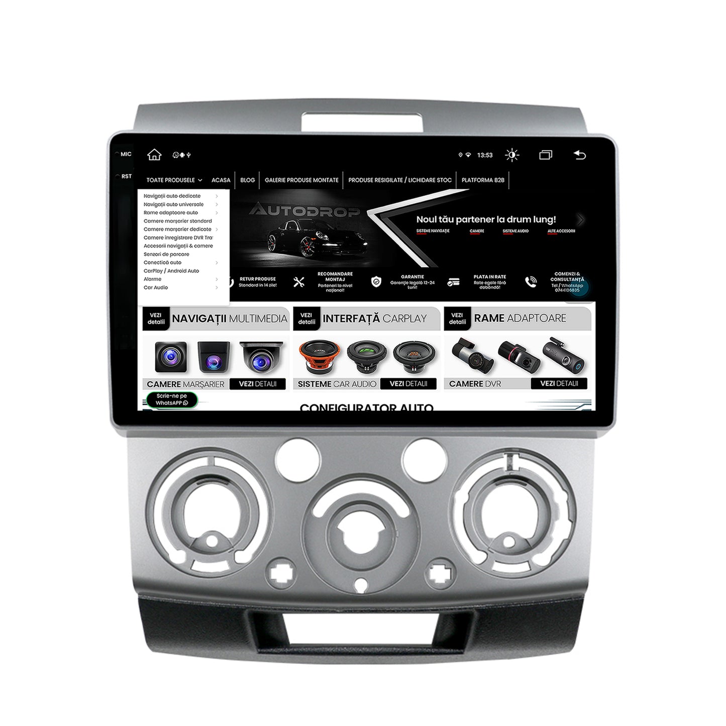 Navigatie Ford Ranger / Mazda BT50 (2007-2012), Android, X-Octacore / 8GB RAM + 256GB ROM, 9.5 Inch - AD-BGX9008+AD-BGRKIT136