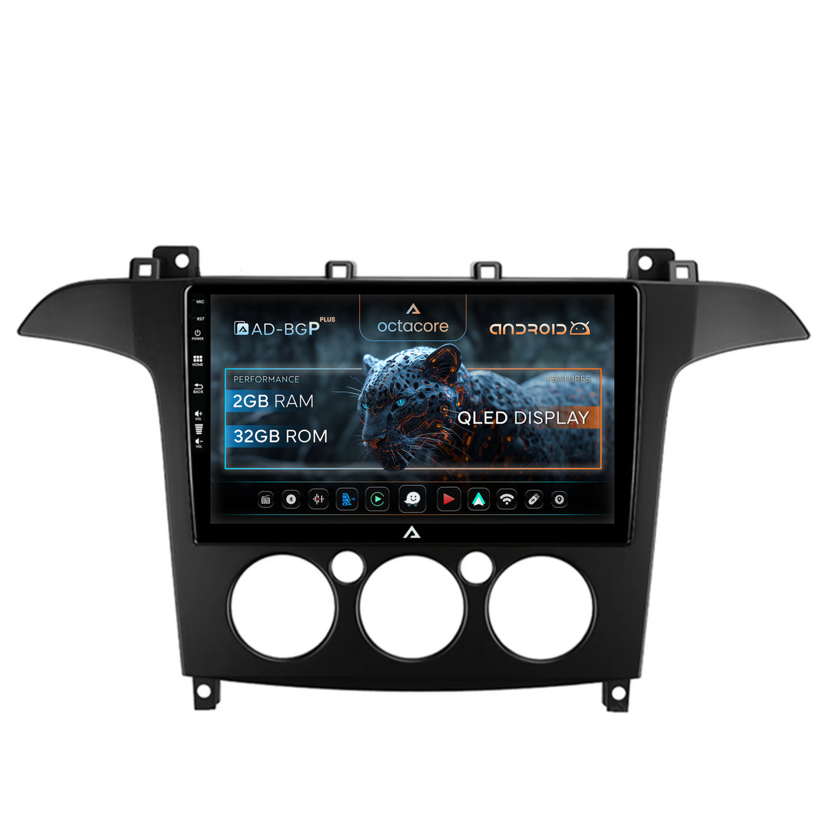 Navigatie Ford S-MAX (2006-2015) Clima Manuala, Android, P-Octacore / 2GB RAM + 32GB ROM, 9 Inch - AD-BGP9002+AD-BGRKIT124