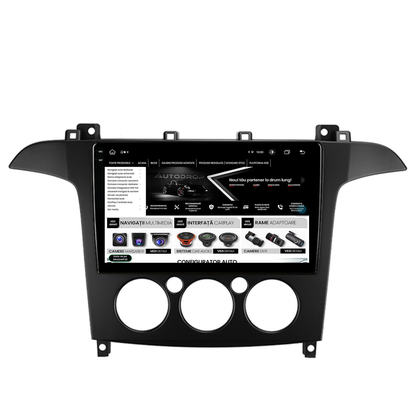 Navigatie Ford S-MAX (2006-2015) Clima Manuala, Android, X-Octacore / 8GB RAM + 256GB ROM, 9.5 Inch - AD-BGX9008+AD-BGRKIT124