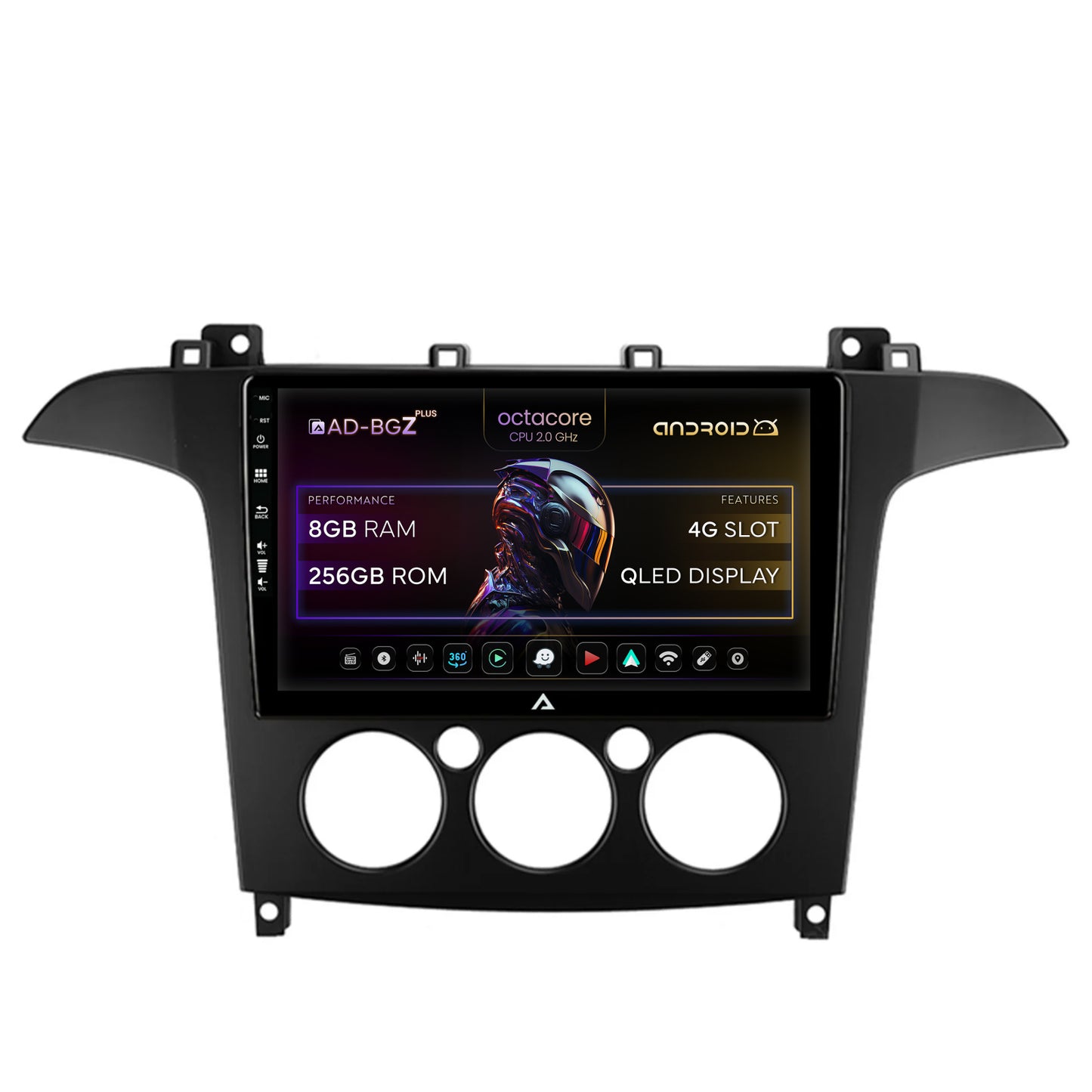 Navigatie Ford S-MAX (2006-2015) Clima Manuala, Android, Z-Octacore / 8GB RAM + 256GB ROM, 9 Inch - AD-BGZ9008+AD-BGRKIT124