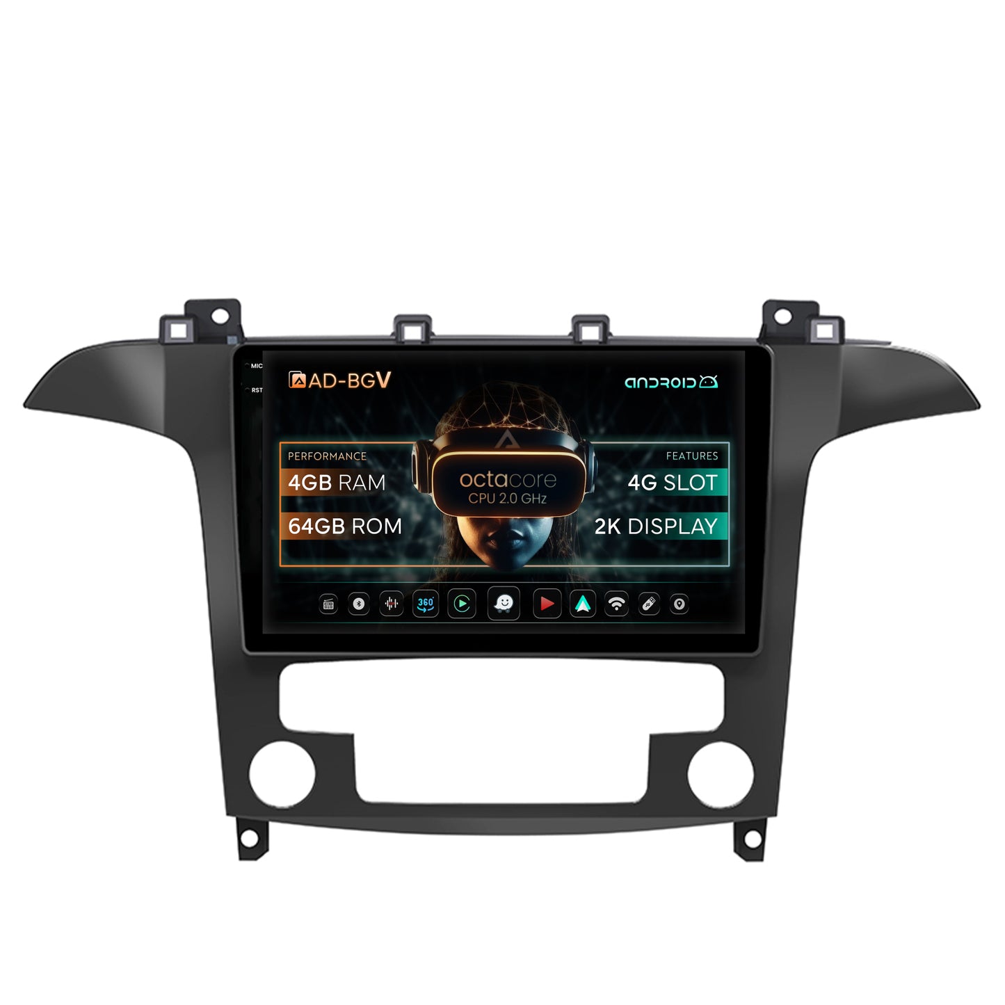 Navigatie Ford S-Max / Galaxy (2006-2015), Android, V-Octacore / 4GB RAM + 64GB ROM, 9.5 Inch - AD-BGV9004+AD-BGRKIT125