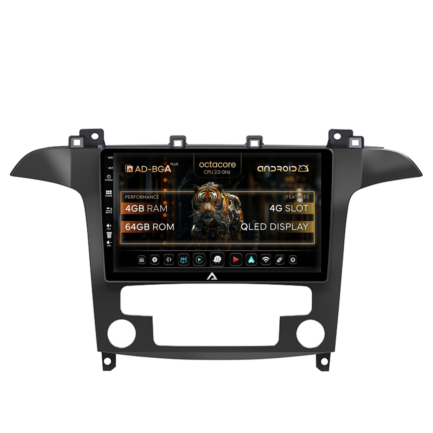 Navigatie Ford S-MAX / Galaxy (2006-2015) Clima Automata, Android, A-Octacore / 4GB RAM + 64GB ROM, 9 Inch - AD-BGA9004+AD-BGRKIT124