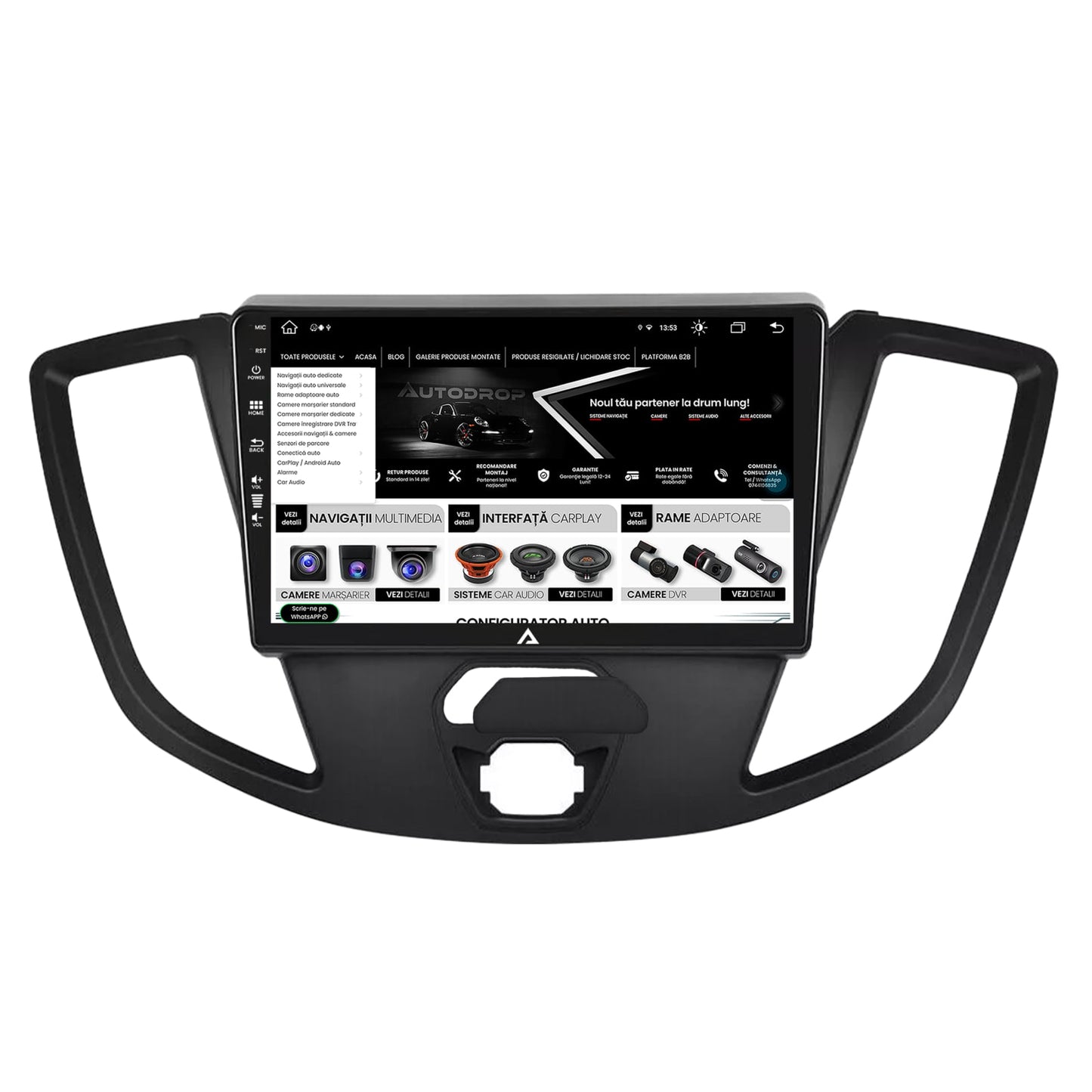 Navigatie Ford Transit (2014-2020), Android, Z-Octacore / 8GB RAM + 256GB ROM, 9 Inch - AD-BGZ9008+AD-BGRKIT123V2