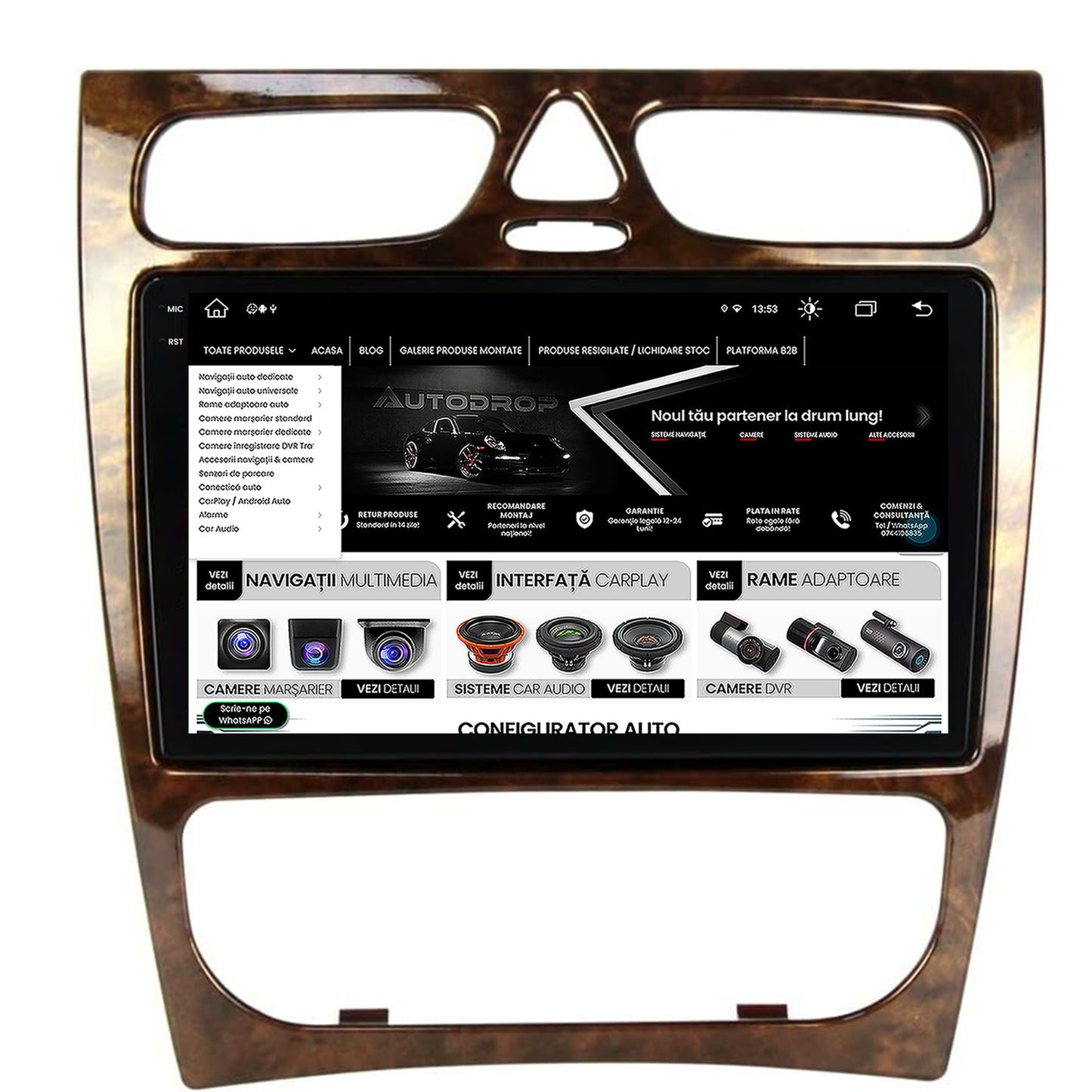 Navigatie Benz C Class (W203) (2002-2004), Android, X-Octacore / 8GB RAM + 256GB ROM, 9.5 Inch - AD-BGX9008+AD-BGRKIT416V3