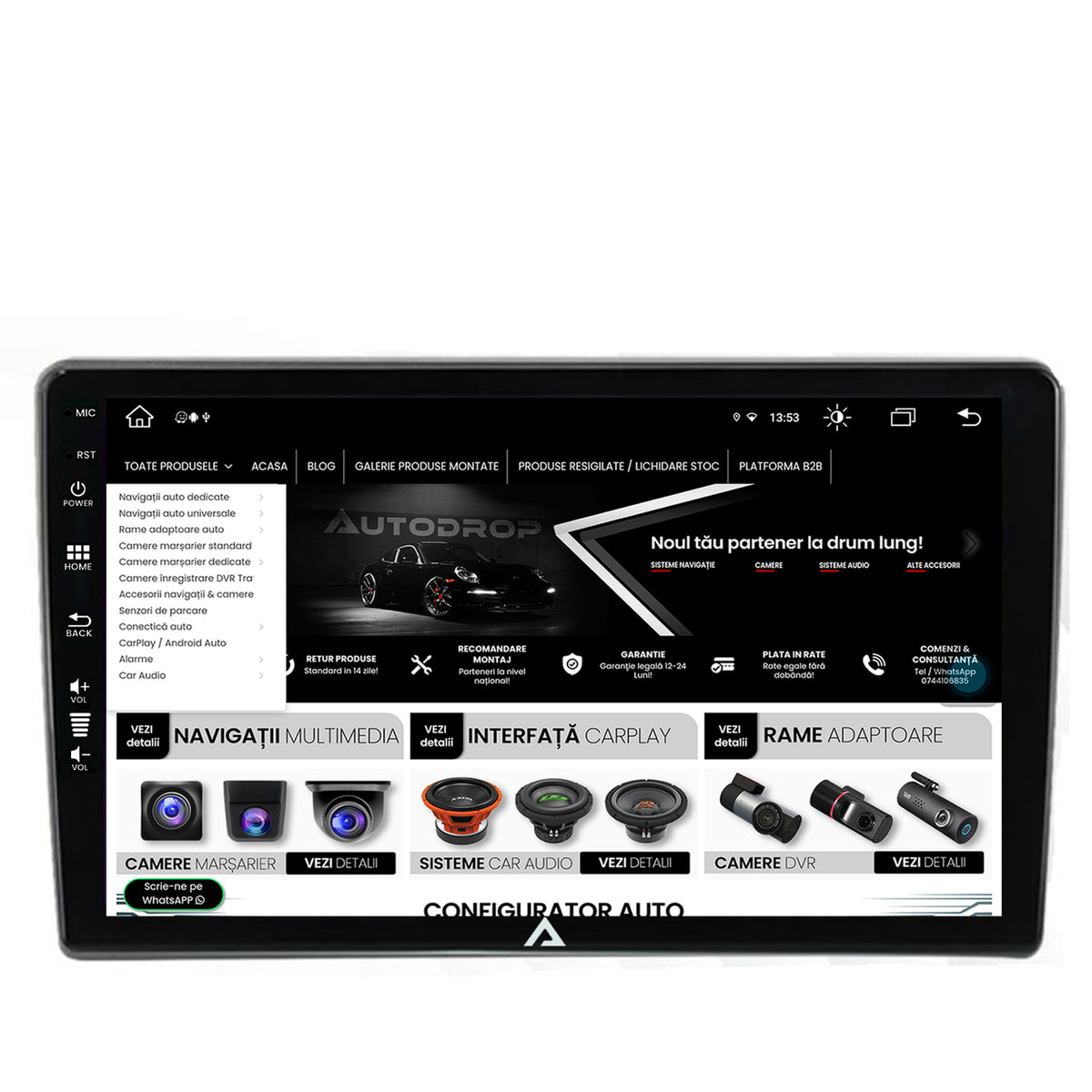 Navigatie Ford Transit 2019+, Android, Z-Octacore / 8GB RAM + 256GB ROM, 10.1 Inch - AD-BGZ10008+AD-BGRKIT121