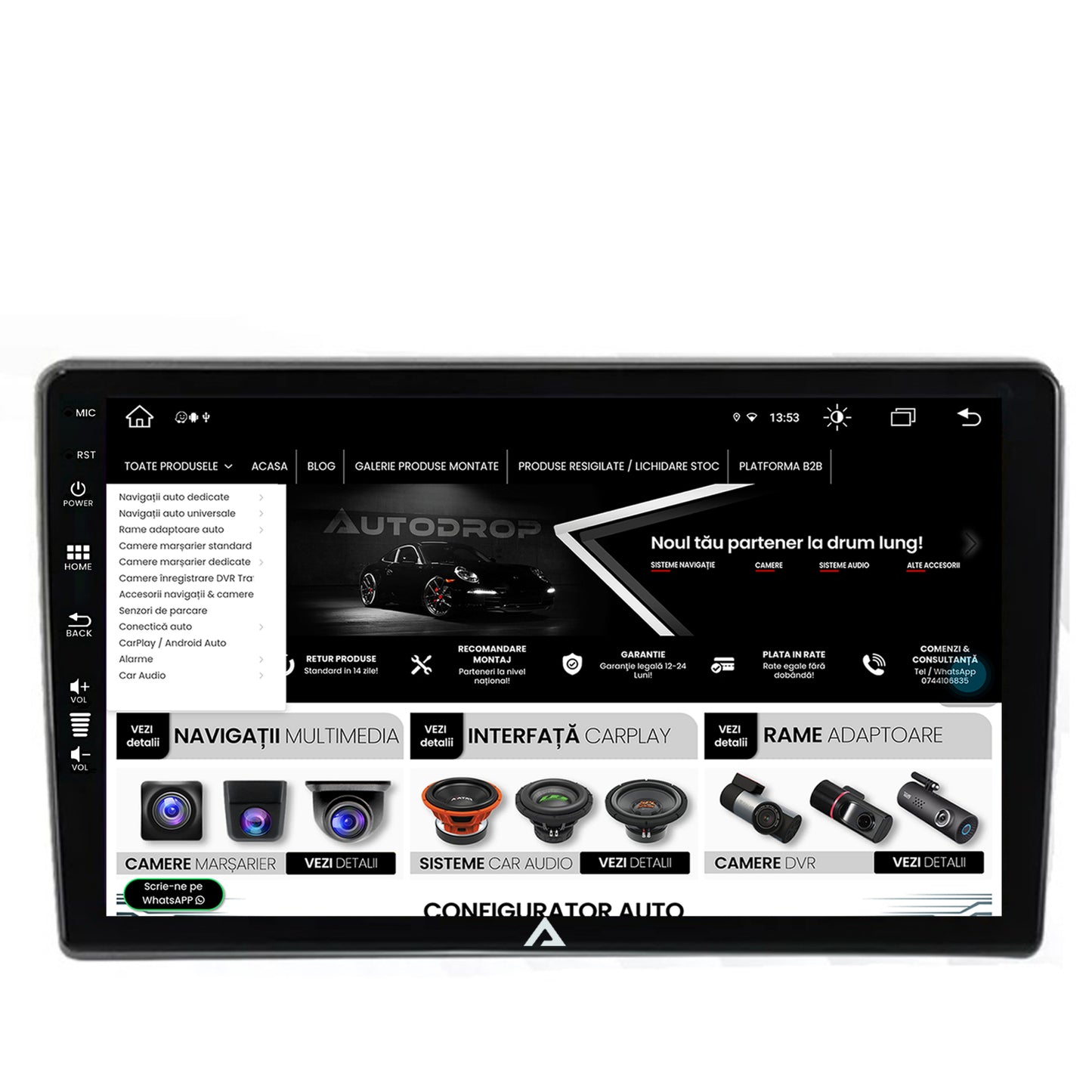 Navigatie Ford Transit 2019+, Android, Z-Octacore / 8GB RAM + 256GB ROM, 10.1 Inch - AD-BGZ10008+AD-BGRKIT121