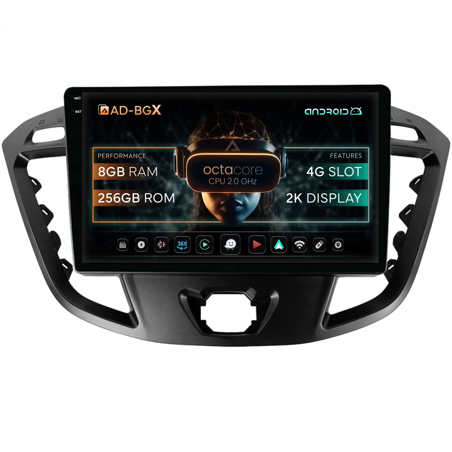 Navigatie Ford Transit / Tourneo (2012-2020), Android, X-Octacore / 8GB RAM + 256GB ROM, 9.5 Inch - AD-BGX9008+AD-BGRKIT123