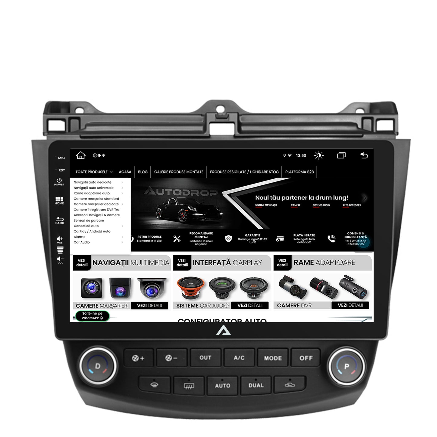 Navigatie Honda Accord 7 (2005-2008), Android, Z-Octacore / 8GB RAM + 256GB ROM, 10.1 Inch - AD-BGZ10008+AD-BGRKIT012