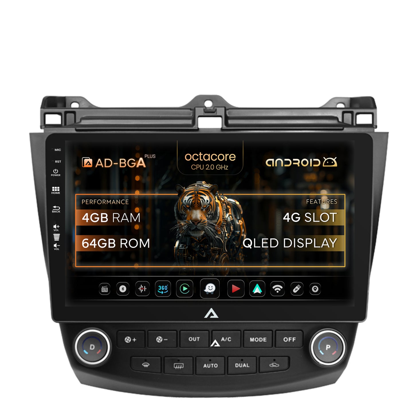 Navigatie Honda Accord 7 (2005-2008), Android, A-Octacore / 4GB RAM + 64GB ROM, 10.1 Inch - AD-BGA10004+AD-BGRKIT012
