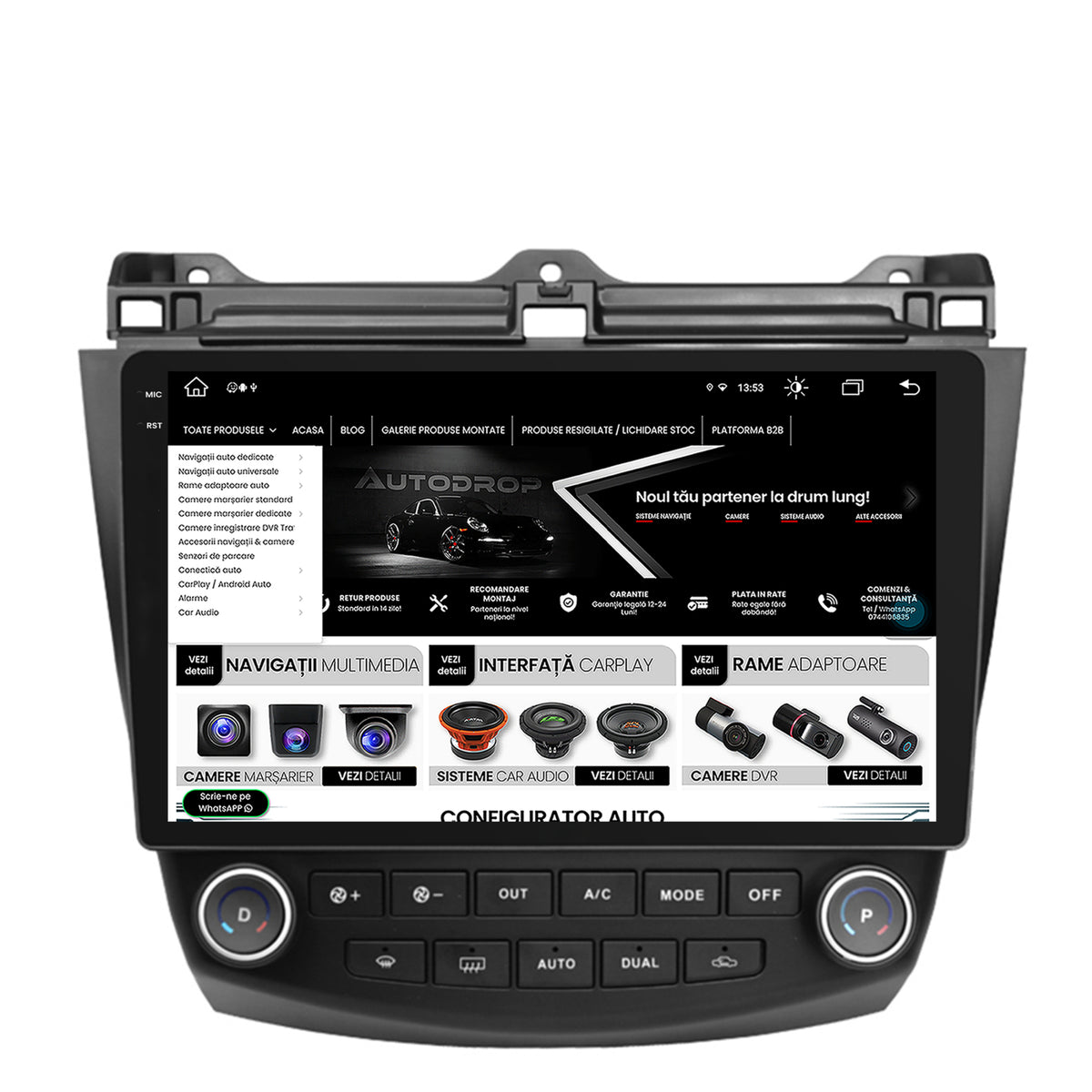 Navigatie Honda Accord 7 (2005-2008), Android, X-Octacore / 8GB RAM + 256GB ROM, 10.36 Inch - AD-BGX10008+AD-BGRKIT012