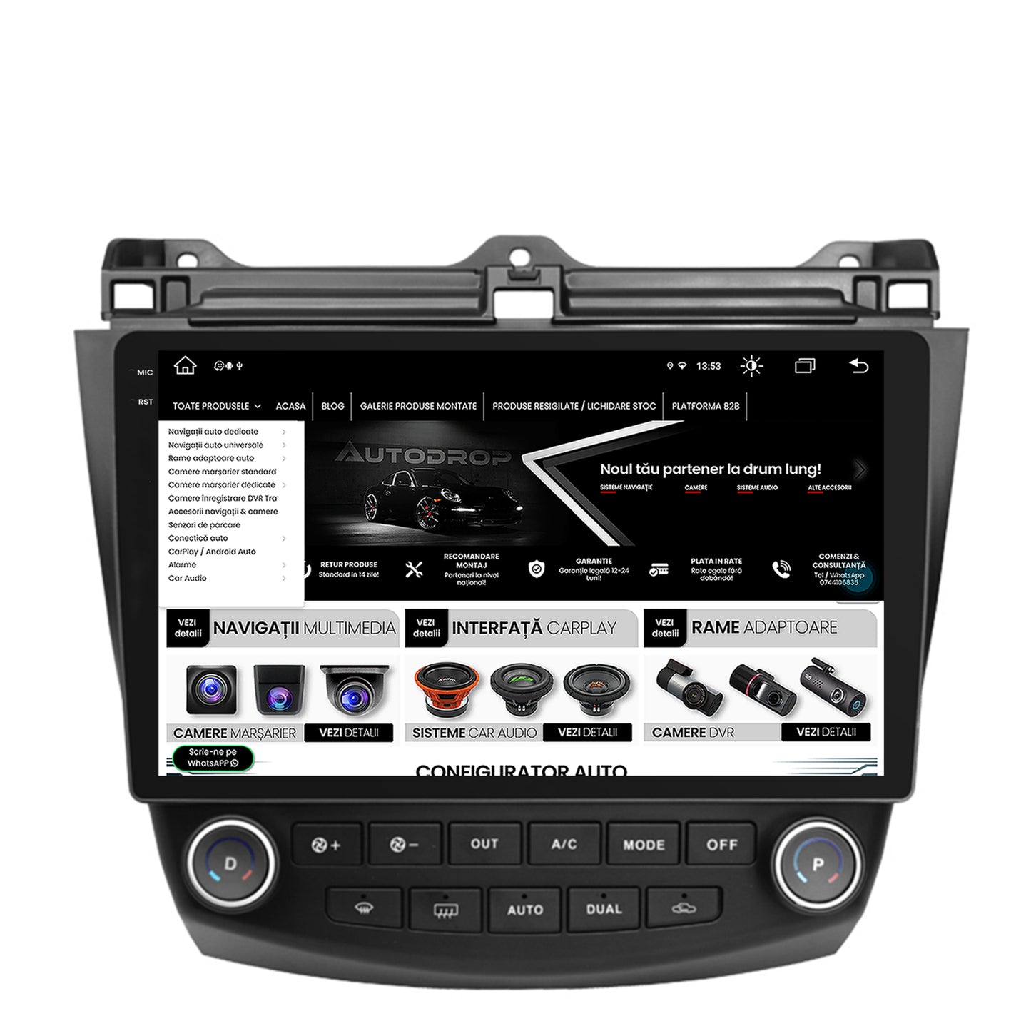 Navigatie Honda Accord 7 (2005-2008), Android, X-Octacore / 8GB RAM + 256GB ROM, 10.36 Inch - AD-BGX10008+AD-BGRKIT012