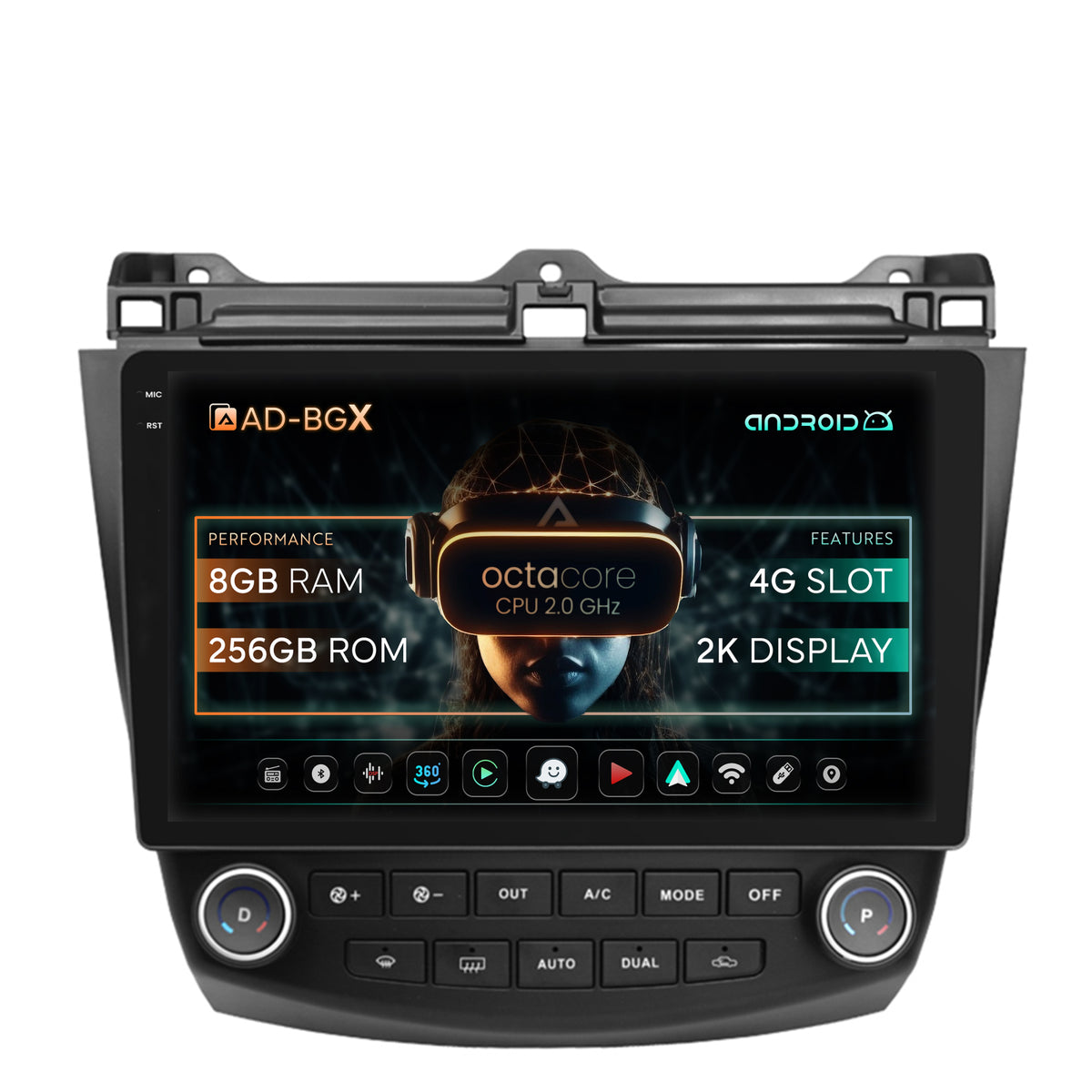 Navigatie Honda Accord 7 (2005-2008), Android, X-Octacore / 8GB RAM + 256GB ROM, 10.36 Inch - AD-BGX10008+AD-BGRKIT012