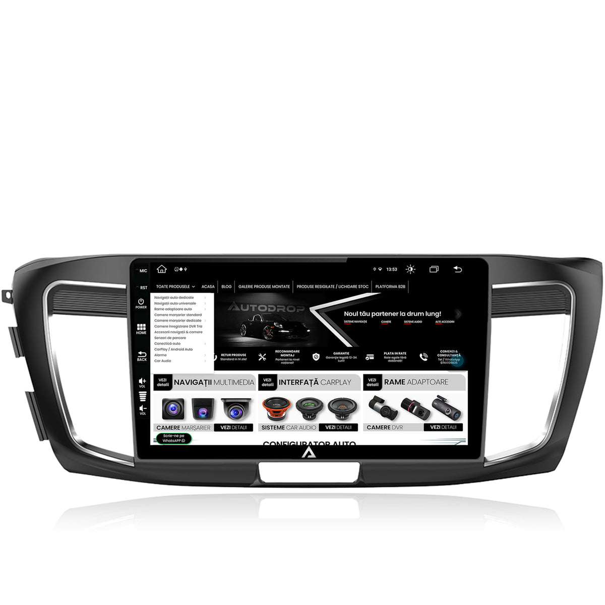 Navigatie Honda Accord 9 (2013-2017), Android, Z-Octacore / 8GB RAM + 256GB ROM, 10.1 Inch - AD-BGZ10008+AD-BGRKIT002
