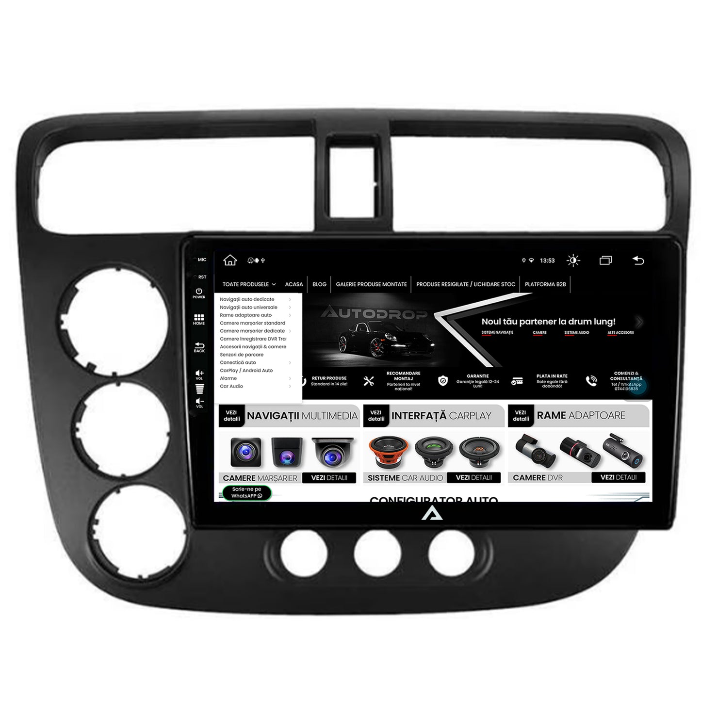 Navigatie Honda Civic (1998-2005), Android, Z-Octacore / 8GB RAM + 256GB ROM, 9 Inch - AD-BGZ9008+AD-BGRKIT018