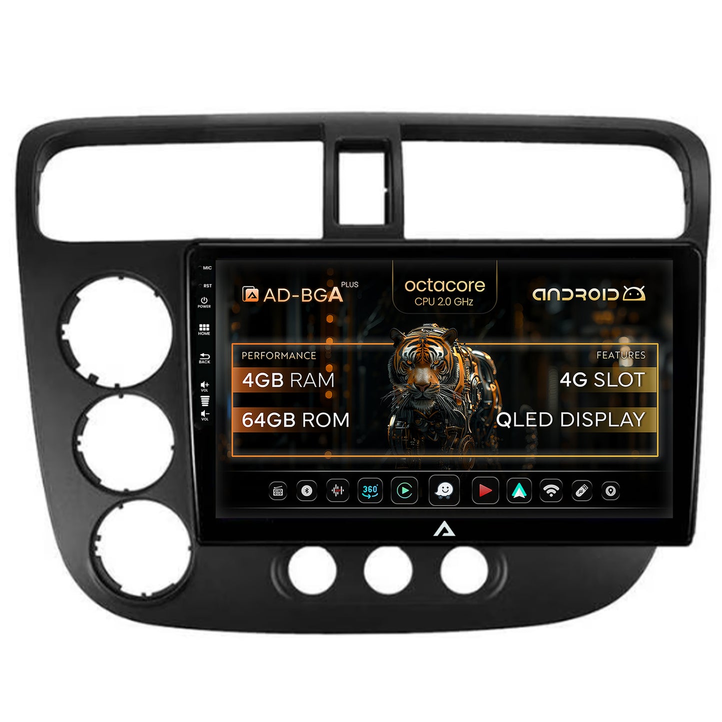 Navigatie Honda Civic (1998-2005), Android, A-Octacore / 4GB RAM + 64GB ROM, 9 Inch - AD-BGA9004+AD-BGRKIT018