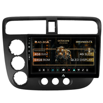 Navigatie Honda Civic (1998-2005), Android, A-Octacore / 4GB RAM + 64GB ROM, 9 Inch - AD-BGA9004+AD-BGRKIT018