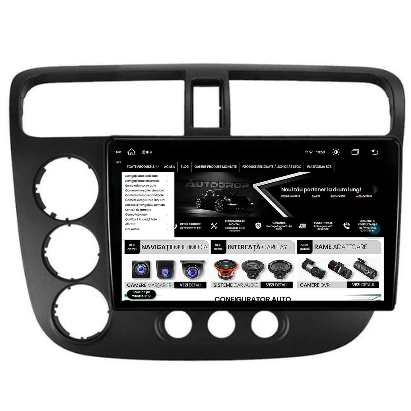 Navigatie Honda Civic (1998-2005), Android, V-Octacore / 4GB RAM + 64GB ROM, 9.5 Inch - AD-BGV9004+AD-BGRKIT018