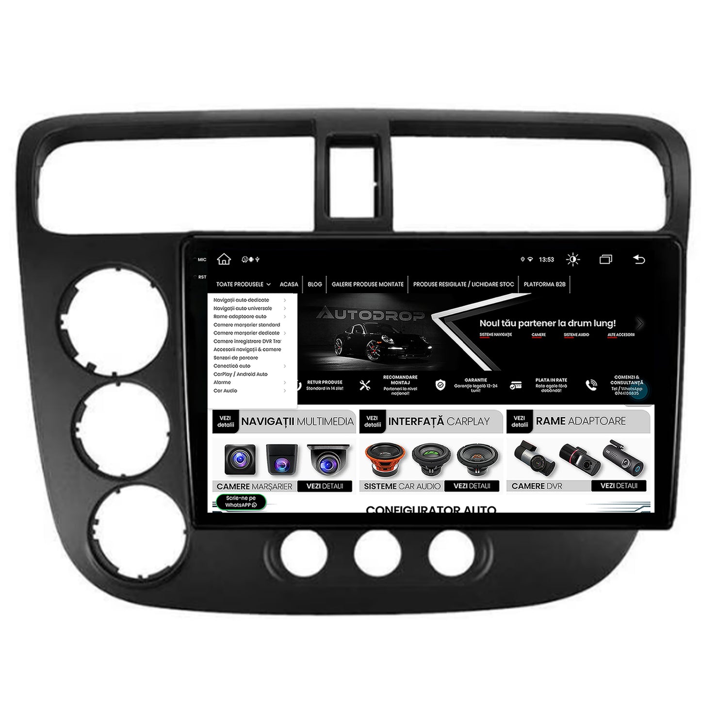 Navigatie Honda Civic (1998-2005), Android, X-Octacore / 8GB RAM + 256GB ROM, 9.5 Inch - AD-BGX9008+AD-BGRKIT018