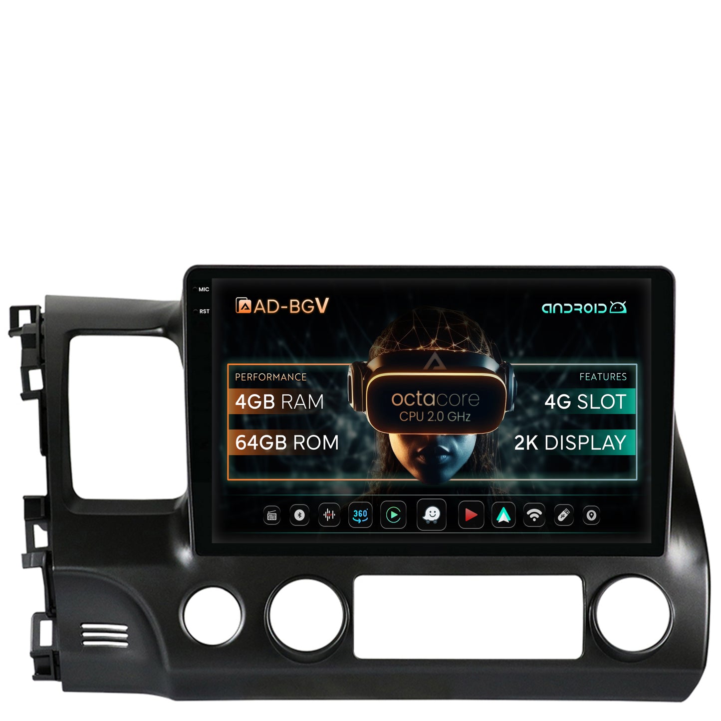 Navigatie Honda Civic (2005-2012), Android, V-Octacore / 4GB RAM + 64GB ROM, 10.36 Inch - AD-BGV10004+AD-BGRKIT008