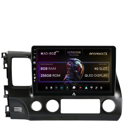 Navigatie Honda Civic (2005-2012), Android, Z-Octacore / 8GB RAM + 256GB ROM, 10.1 Inch - AD-BGZ10008+AD-BGRKIT008