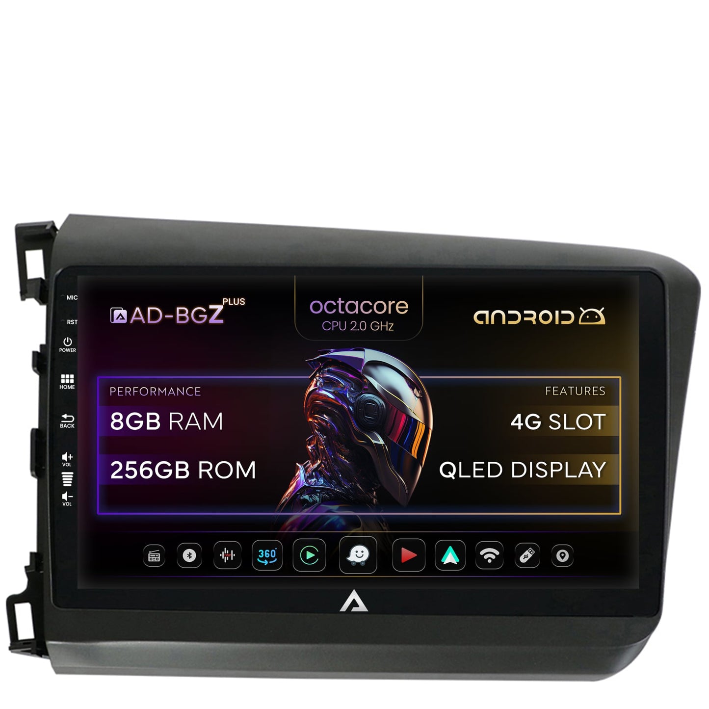 Navigatie Honda Civic (2012-2015), Android, Z-Octacore / 8GB RAM + 256GB ROM, 9 Inch - AD-BGZ9008+AD-BGRKIT007