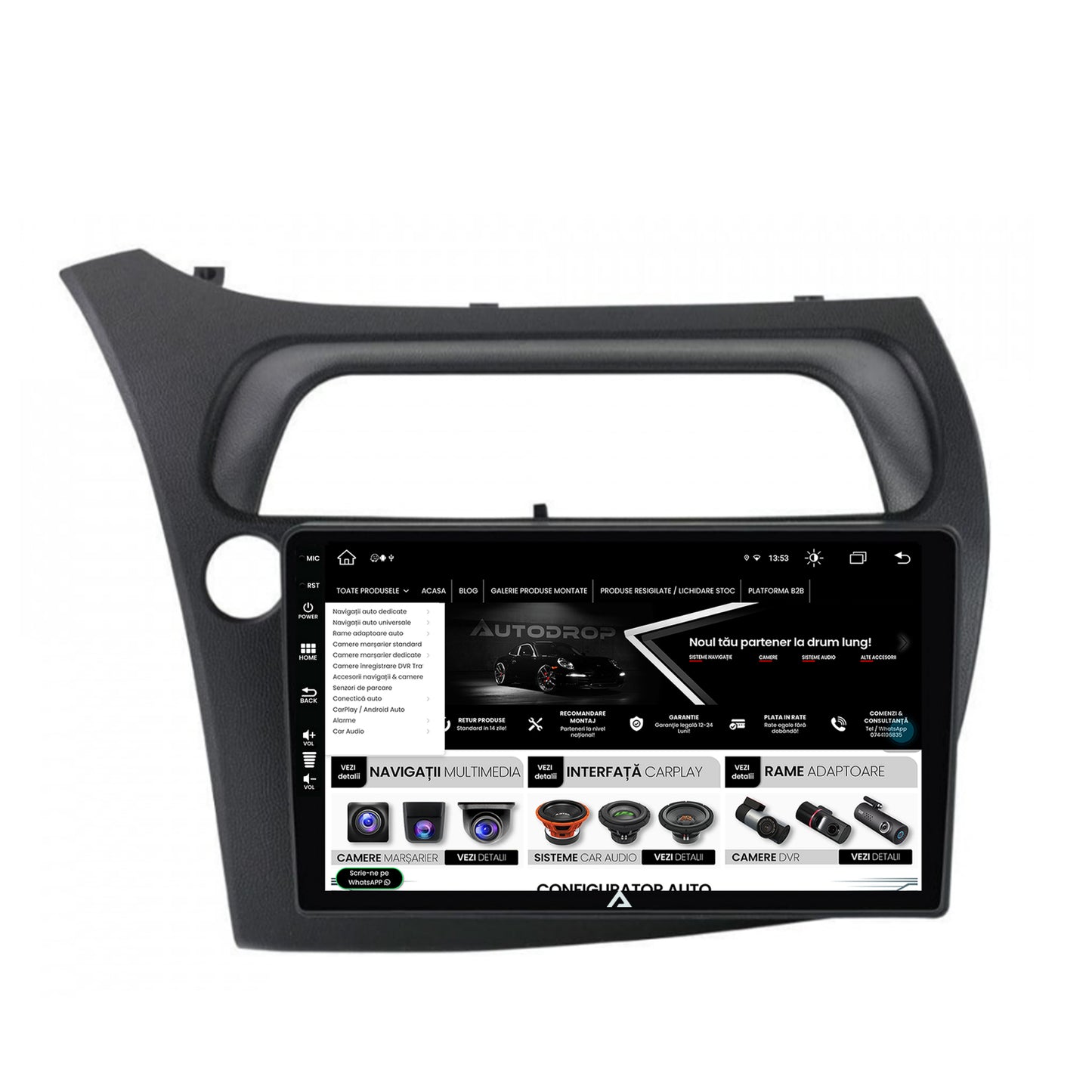 Navigatie Honda Civic Hatchback (2006-2011), Android, Z-Octacore / 8GB RAM + 256GB ROM, 9 Inch - AD-BGZ9008+AD-BGRKIT020