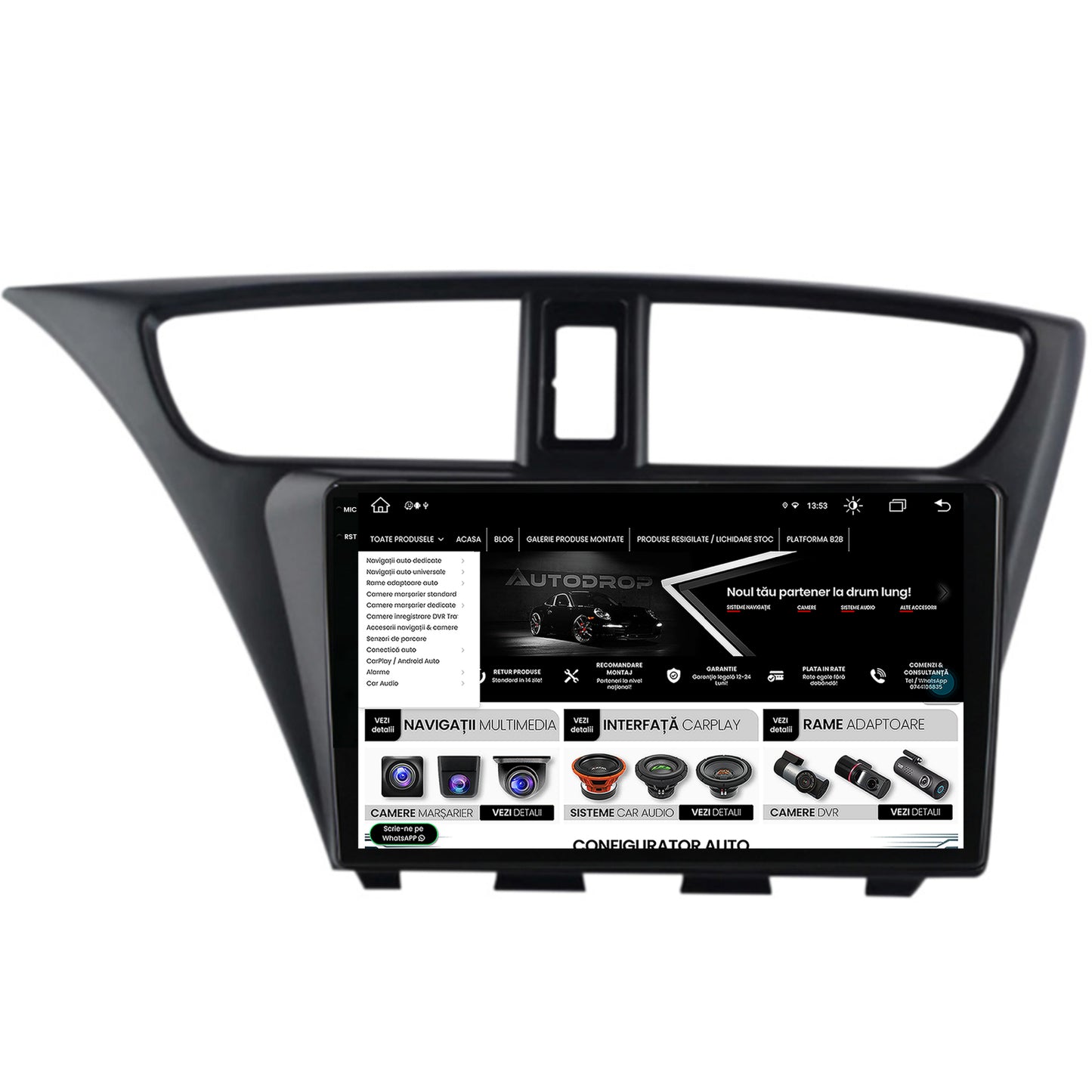 Navigatie Honda Civic Hatchback (2012-2015), Android, X-Octacore / 8GB RAM + 256GB ROM, 9.5 Inch - AD-BGX9008+AD-BGRKIT019