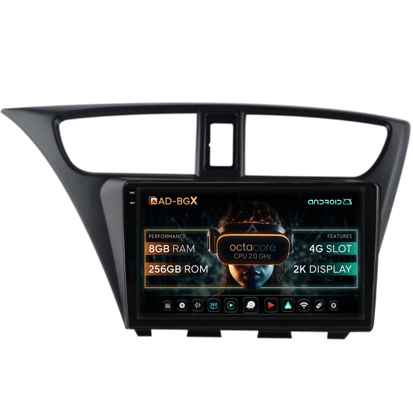 Navigatie Honda Civic Hatchback (2012-2015), Android, X-Octacore / 8GB RAM + 256GB ROM, 9.5 Inch - AD-BGX9008+AD-BGRKIT019
