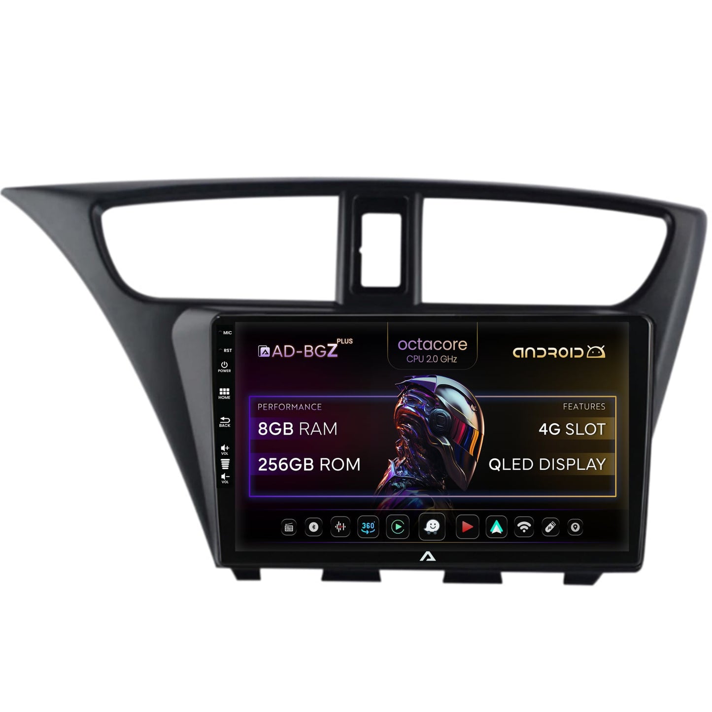 Navigatie Honda Civic Hatchback (2012-2015), Android, Z-Octacore / 8GB RAM + 256GB ROM, 9 Inch - AD-BGZ9008+AD-BGRKIT019