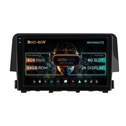 Navigatie Honda Civic X / Sedan (2015-2021), Android, V-Octacore / 4GB RAM + 64GB ROM, 9.5 Inch - AD-BGV9004+AD-BGRKIT004