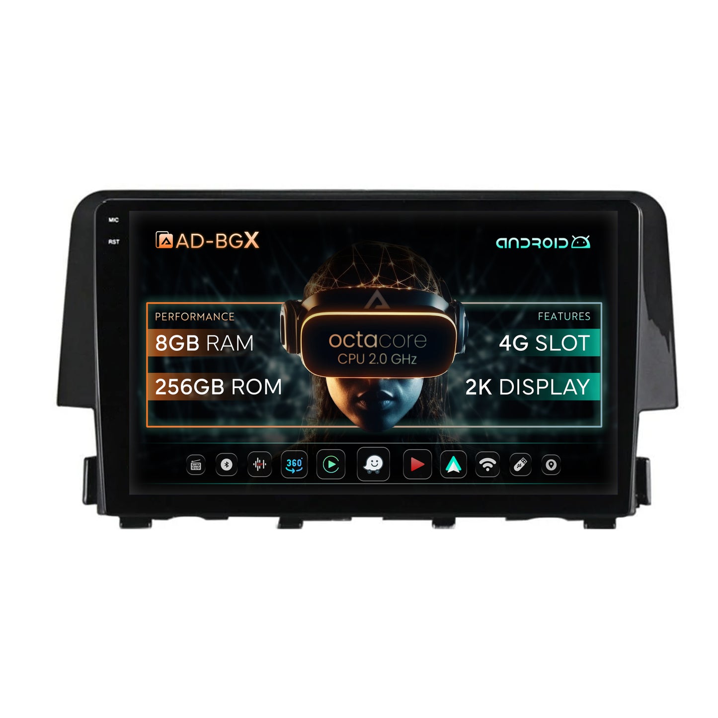 Navigatie Honda Civic X / Sedan (2015-2021), Android, X-Octacore / 8GB RAM + 256GB ROM, 9.5 Inch - AD-BGX9008+AD-BGRKIT004