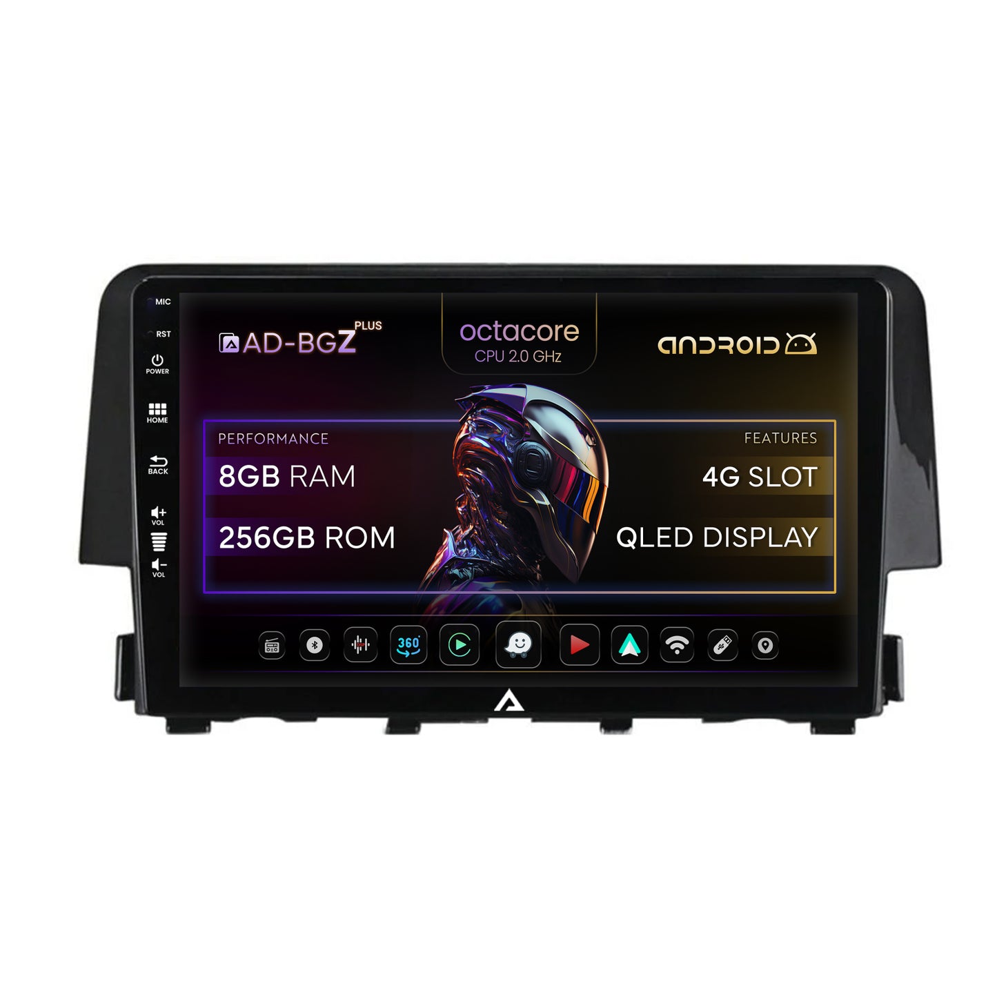 Navigatie Honda Civic X / Sedan (2015-2021), Android, Z-Octacore / 8GB RAM + 256GB ROM, 9 Inch - AD-BGZ9008+AD-BGRKIT004