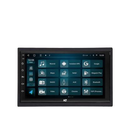 Navigatie HUB64 2DIN Universal, 4GB RAM, Android, Octacore, Slot Sim 4G, DSP, GPS, Wi-FI, Carplay, Android Auto, USB, Bluetooth, Waze, Touchscreen, 7 inch