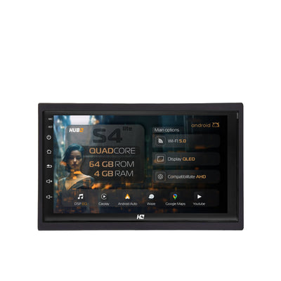 Navigatie HUB64 2DIN Universal, 4GB RAM, Android, Quadcore, DSP, GPS, Wi-FI, Carplay, Android Auto, USB, Bluetooth, Waze, Touchscreen, 7 inch