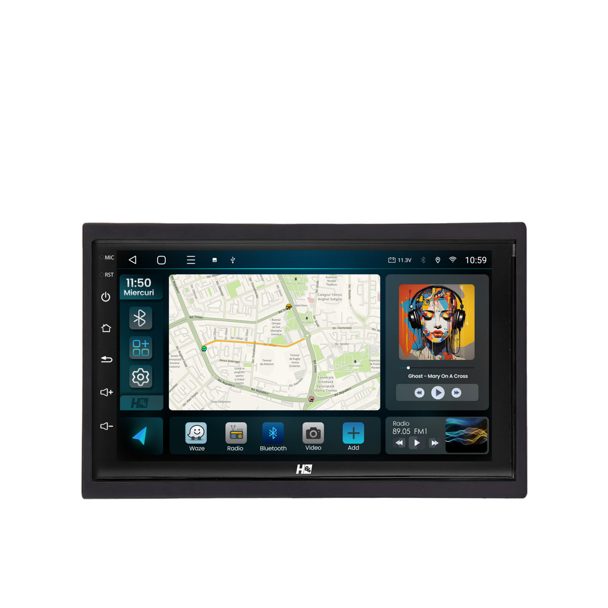 Navigatie HUB64 2DIN Universal, 4GB RAM, Android, Quadcore, DSP, GPS, Wi-FI, Carplay, Android Auto, USB, Bluetooth, Waze, Touchscreen, 7 inch