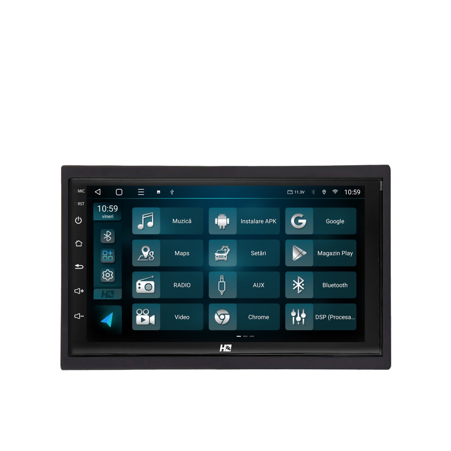 Navigatie HUB64 2DIN Universal, 4GB RAM, Android, Quadcore, DSP, GPS, Wi-FI, Carplay, Android Auto, USB, Bluetooth, Waze, Touchscreen, 7 inch