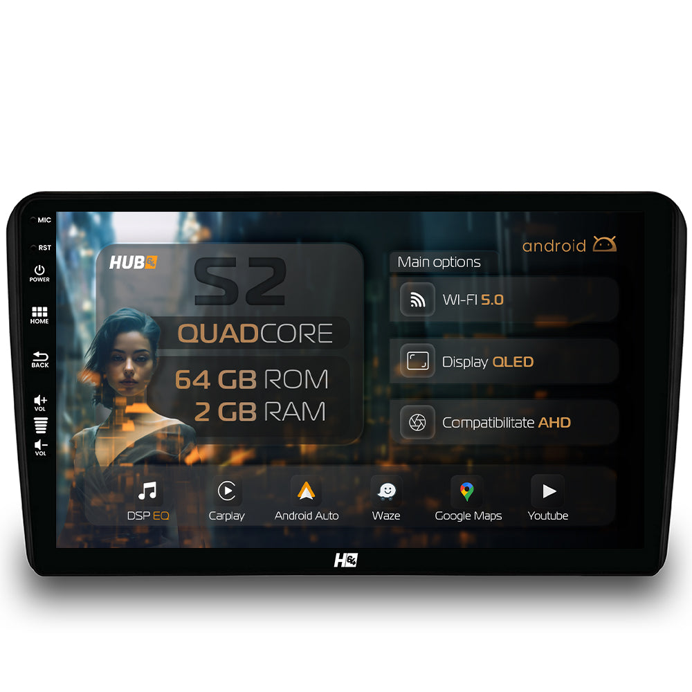 Navigatie HUB64 Audi A3/ S3/ RS3, 2GB RAM, Android, GPS, Wi-FI, Carplay, Android Auto, USB, Bluetooth, Radio, Waze, Touchscreen, 9 inch
