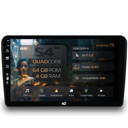 Navigatie HUB64 Audi A3/ S3/ RS3, 4GB RAM, Android, Quadcore, DSP, GPS, Wi-FI, Carplay, Android Auto, USB, Bluetooth, Waze, Touchscreen, 9 inch