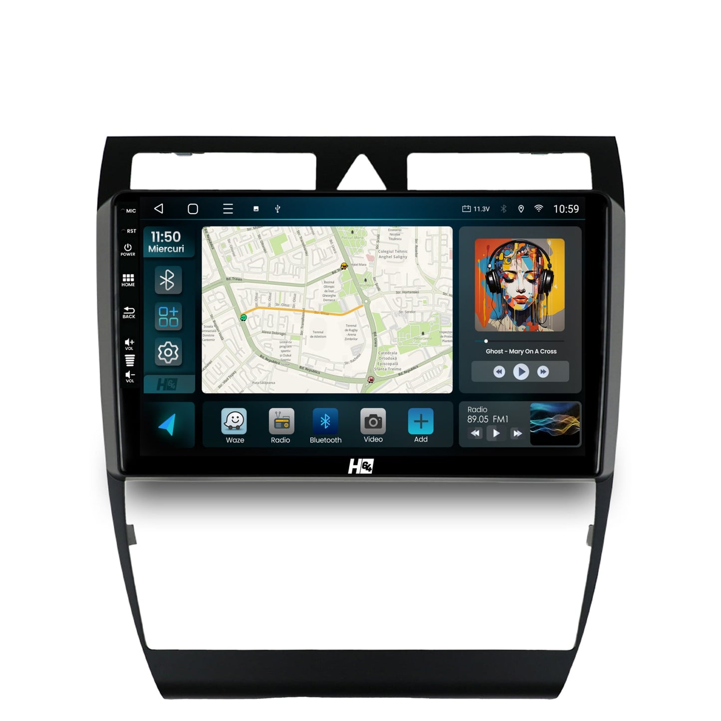 Navigatie HUB64 Audi A6 (1999-2004), 4GB RAM, Android, Quadcore, DSP, GPS, Wi-FI, Carplay, Android Auto, USB, Bluetooth, Waze, Touchscreen, 9 inch