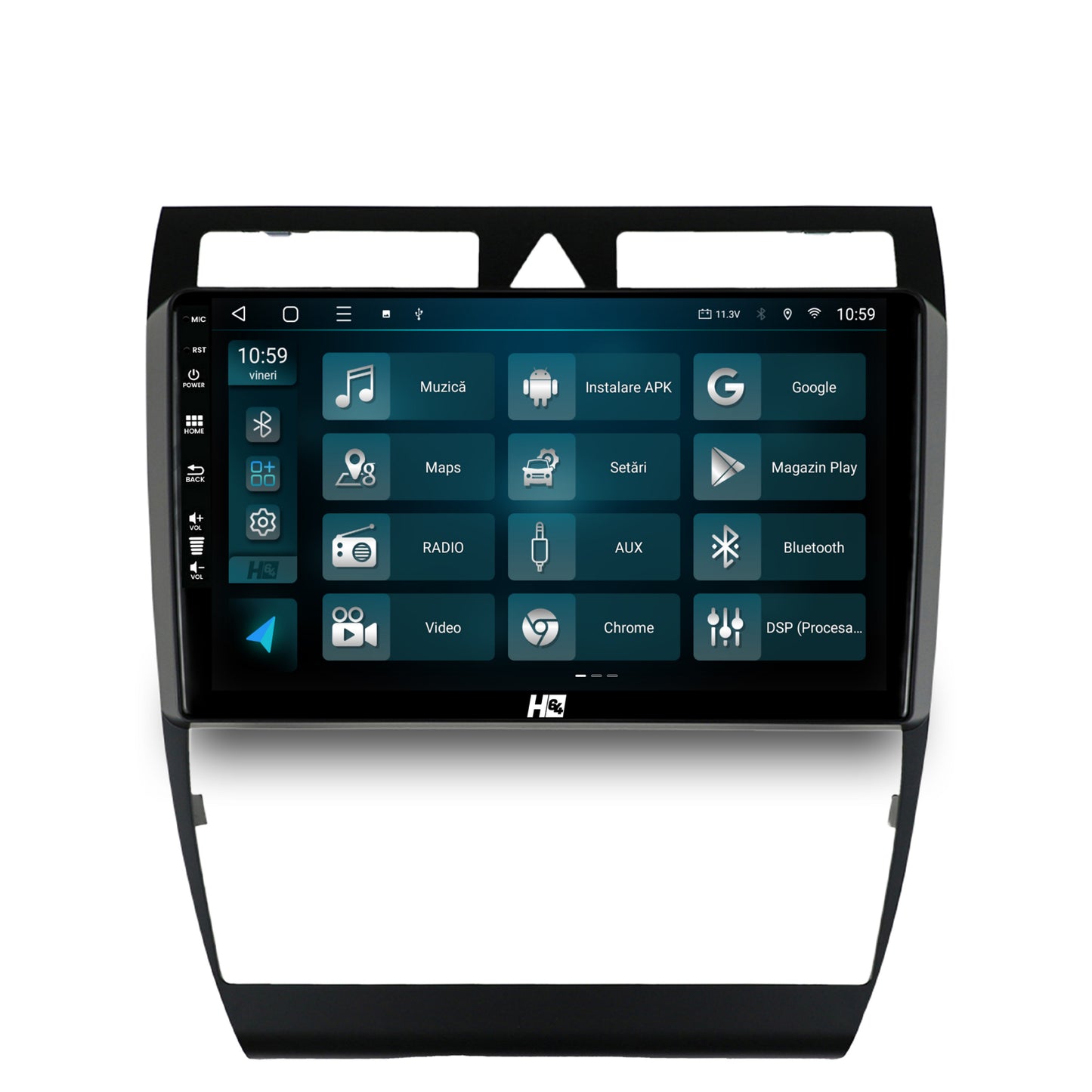 Navigatie HUB64 Audi A6 (1999-2004), 4GB RAM, Android, Octacore, Slot Sim 4G, DSP, GPS, Wi-FI, Carplay, Android Auto, USB, Bluetooth, Waze, Touchscreen, 9 inch