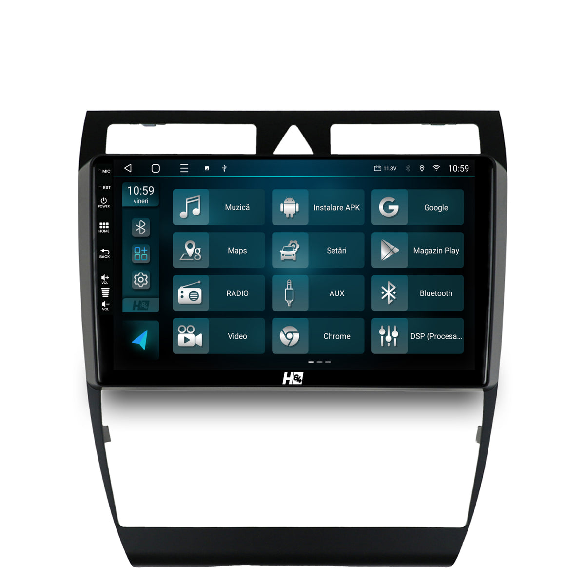 Navigatie HUB64 Audi A6 (1999-2004), 4GB RAM, Android, Quadcore, DSP, GPS, Wi-FI, Carplay, Android Auto, USB, Bluetooth, Waze, Touchscreen, 9 inch