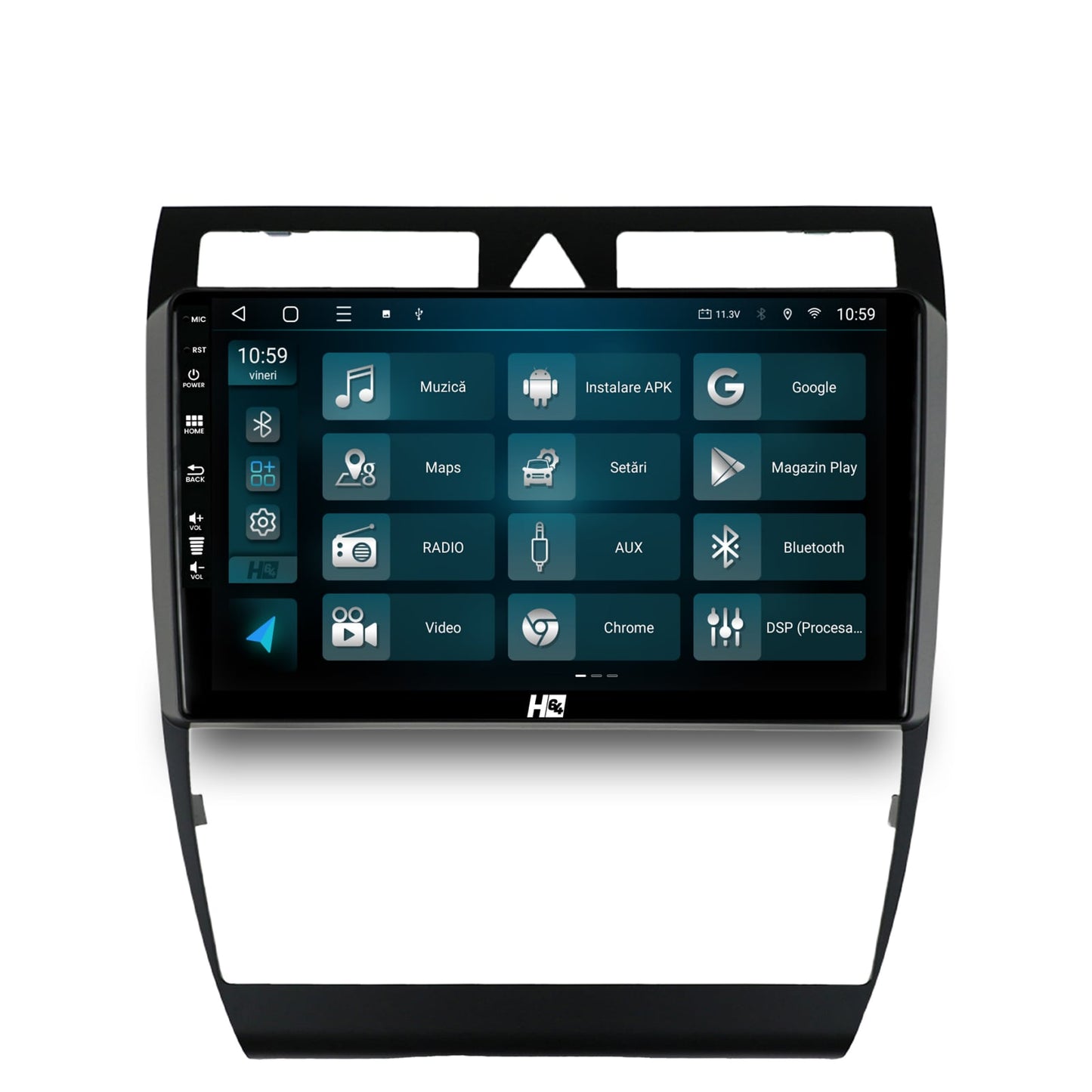 Navigatie HUB64 Audi A6 (1999-2004), 4GB RAM, Android, Quadcore, DSP, GPS, Wi-FI, Carplay, Android Auto, USB, Bluetooth, Waze, Touchscreen, 9 inch