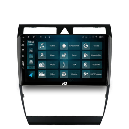 Navigatie HUB64 Audi A6, 6GB RAM, Android, Octacore, Slot Sim 4G, DSP, GPS, Wi-FI, Carplay, Android Auto, USB, Bluetooth, Waze, Touchscreen, 9 Inch