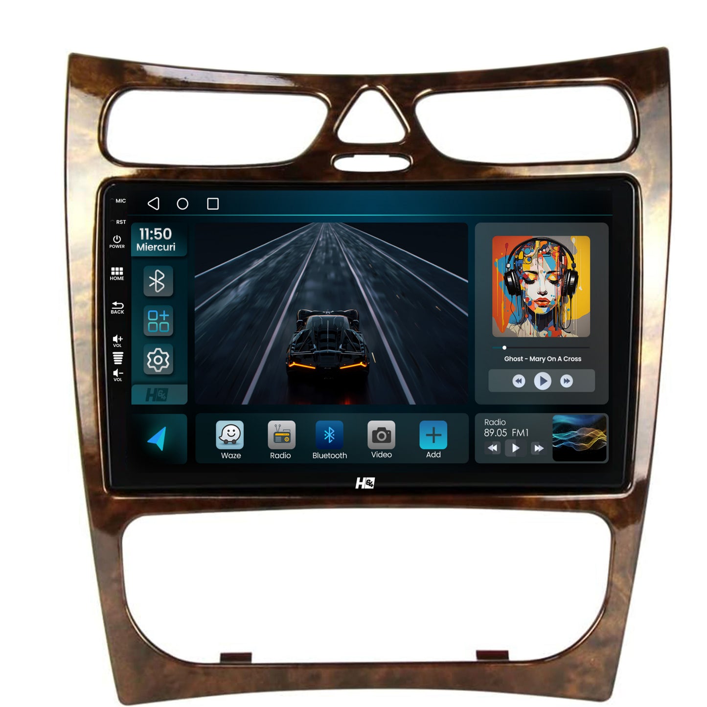 Navigatie HUB64 Benz CLK (W209) (2002-2006), 2GB RAM, Android, GPS, Wi-FI, Carplay, Android Auto, USB, Bluetooth, Radio, Waze, Touchscreen, 9 inch