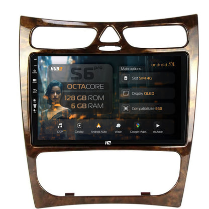Navigatie HUB64 Benz CLK (W209) (2002-2006), 6GB RAM, Android, Octacore, Slot Sim 4G, DSP, GPS, Wi-FI, Carplay, Android Auto, USB, Bluetooth, Waze, Touchscreen, 9 Inch