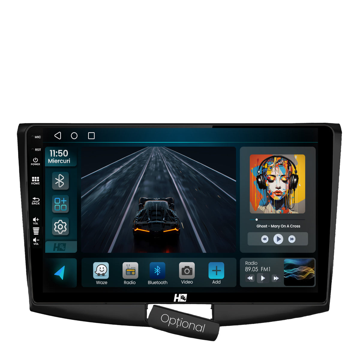 Navigatie HUB64 (BLACK) Volkswagen Passat B6 / B7 / CC, 2GB RAM, Android, GPS, Wi-FI, Carplay, Android Auto, USB, Bluetooth, Radio, Waze, Touchscreen, 10.1 inch