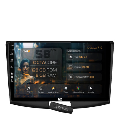 Navigatie HUB64 (BLACK) Volkswagen Passat B6 / B7 / CC, 8GB RAM, Android, Octacore, Slot Sim 4G, DSP, GPS, Wi-FI, Carplay, Android Auto, USB, Bluetooth, Waze, Touchscreen, 10.1 Inch