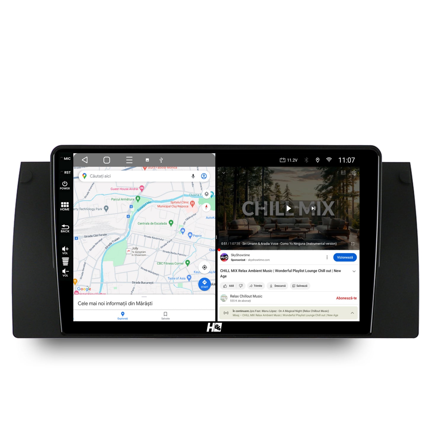Navigatie HUB64 BMW E39/E53/E38, 2GB RAM, Android, GPS, Wi-FI, Carplay, Android Auto, USB, Bluetooth, Radio, Waze, Touchscreen, 9 inch