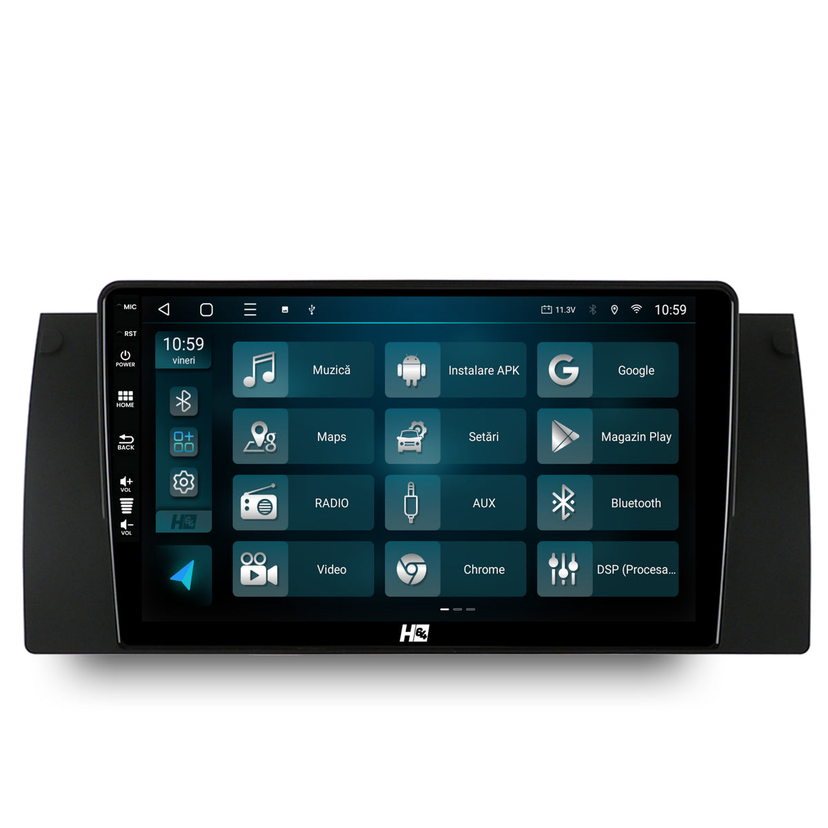 Navigatie HUB64 BMW E39/E53/E38, 2GB RAM, Android, GPS, Wi-FI, Carplay, Android Auto, USB, Bluetooth, Radio, Waze, Touchscreen, 9 inch