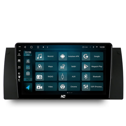 Navigatie HUB64 BMW E39/E53/E38, 4GB RAM, Android, Octacore, Slot Sim 4G, DSP, GPS, Wi-FI, Carplay, Android Auto, USB, Bluetooth, Waze, Touchscreen, 9 inch